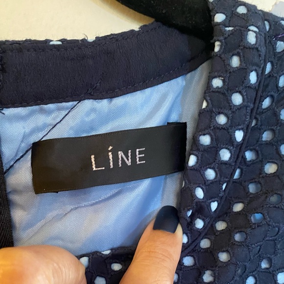 Line - Korean Women’s Navy Blue Eyelet Dress (Size: 66 Korean about US Size: 6) - Picture 11 of 16